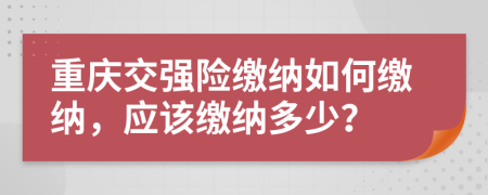 重慶交強險繳納如何繳納，應(yīng)該繳納多少？