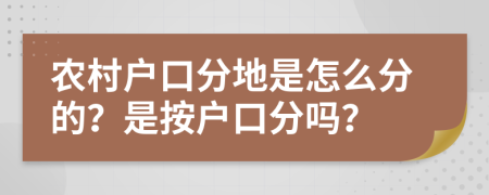 農(nóng)村戶口分地是怎么分的？是按戶口分嗎？