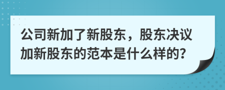 公司新加了新股東，股東決議加新股東的范本是什么樣的？