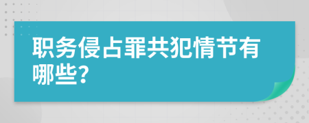 職務侵占罪共犯情節(jié)有哪些?