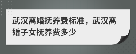 武漢離婚撫養(yǎng)費標(biāo)準(zhǔn)，武漢離婚子女撫養(yǎng)費多少