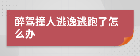 醉駕撞人逃逸逃跑了怎么辦