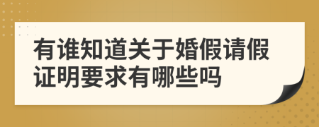 有誰知道關(guān)于婚假請(qǐng)假證明要求有哪些嗎
