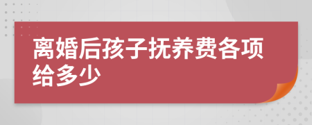 離婚后孩子撫養(yǎng)費(fèi)各項(xiàng)給多少