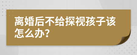 離婚后不給探視孩子該怎么辦？