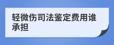 輕微傷司法鑒定費(fèi)用誰承擔(dān)