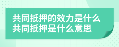 共同抵押的效力是什么共同抵押是什么意思