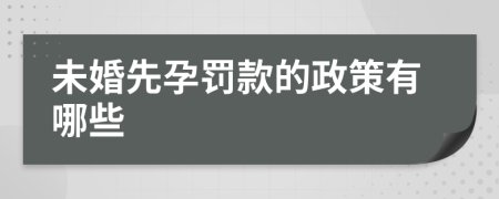 未婚先孕罰款的政策有哪些