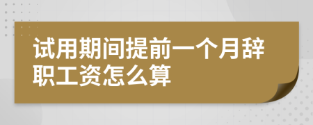 試用期間提前一個月辭職工資怎么算
