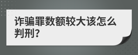 詐騙罪數(shù)額較大該怎么判刑？
