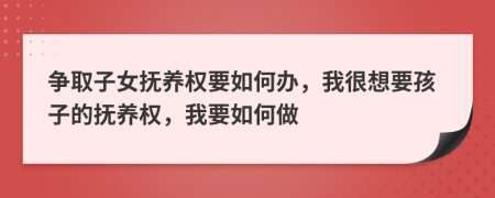 爭取子女撫養(yǎng)權(quán)要如何辦，我很想要孩子的撫養(yǎng)權(quán)，我要如何做