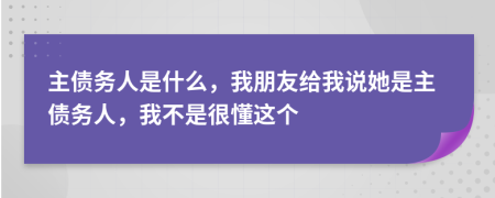 主債務(wù)人是什么，我朋友給我說(shuō)她是主債務(wù)人，我不是很懂這個(gè)