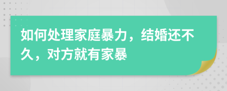 如何處理家庭暴力，結婚還不久，對方就有家暴