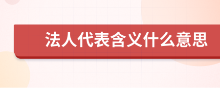 法人代表含義什么意思