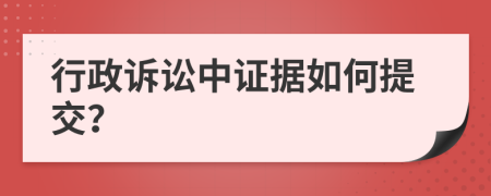 行政訴訟中證據(jù)如何提交？