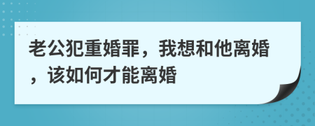 老公犯重婚罪，我想和他離婚，該如何才能離婚