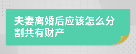夫妻離婚后應該怎么分割共有財產