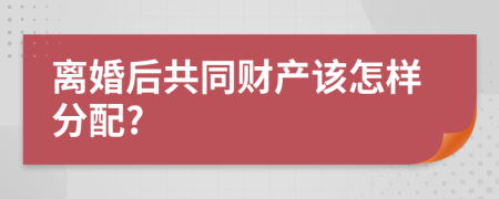 離婚后共同財(cái)產(chǎn)該怎樣分配?