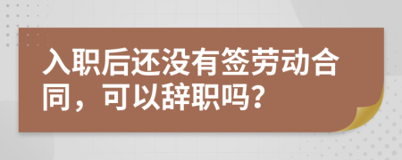 入職后還沒有簽勞動(dòng)合同，可以辭職嗎？