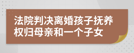 法院判決離婚孩子撫養(yǎng)權(quán)歸母親和一個(gè)子女