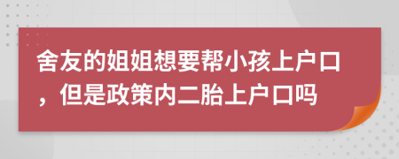 舍友的姐姐想要幫小孩上戶口，但是政策內二胎上戶口嗎