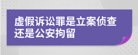 虛假訴訟罪是立案?jìng)刹檫€是公安拘留