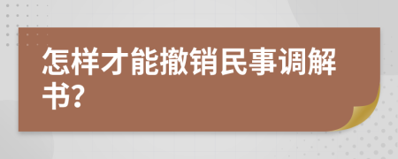 怎樣才能撤銷民事調(diào)解書？