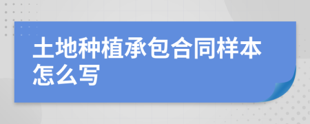 土地種植承包合同樣本怎么寫
