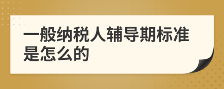 一般納稅人輔導(dǎo)期標(biāo)準(zhǔn)是怎么的