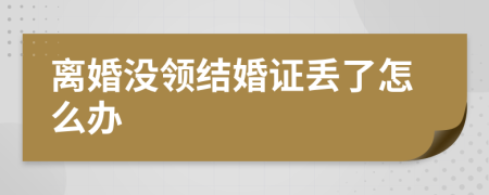 離婚沒領結(jié)婚證丟了怎么辦