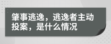 肇事逃逸，逃逸者主動投案，是什么情況