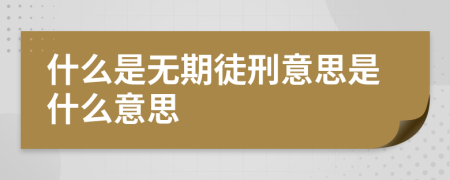 什么是無(wú)期徒刑意思是什么意思