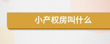 小產(chǎn)權(quán)房叫什么