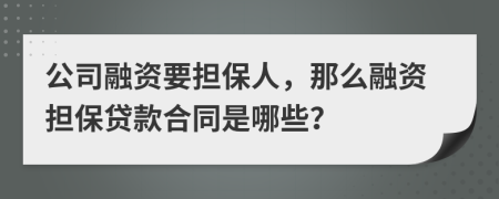 公司融資要擔(dān)保人，那么融資擔(dān)保貸款合同是哪些？