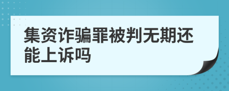 集資詐騙罪被判無期還能上訴嗎