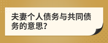 夫妻個人債務(wù)與共同債務(wù)的意思？