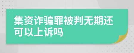 集資詐騙罪被判無期還可以上訴嗎