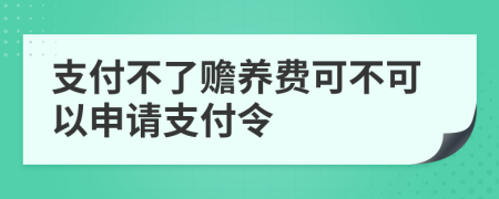 支付不了贍養(yǎng)費(fèi)可不可以申請(qǐng)支付令