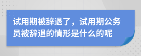 試用期被辭退了，試用期公務(wù)員被辭退的情形是什么的呢