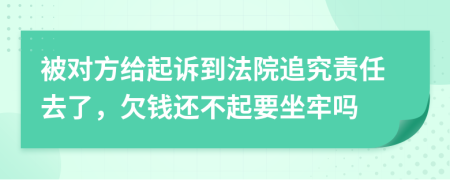 被對方給起訴到法院追究責(zé)任去了，欠錢還不起要坐牢嗎