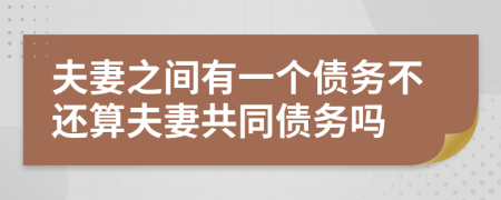 夫妻之間有一個(gè)債務(wù)不還算夫妻共同債務(wù)嗎