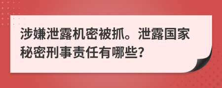 涉嫌泄露機密被抓。泄露國家秘密刑事責(zé)任有哪些？