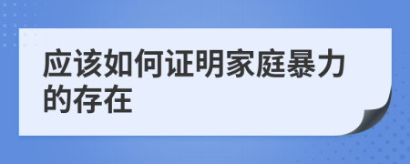 應(yīng)該如何證明家庭暴力的存在