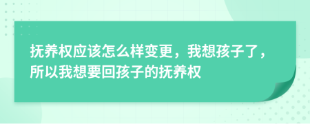 抚养权应该怎么样变更，我想孩子了，所以我想要回孩子的抚养权