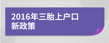 2016年三胎上戶口新政策