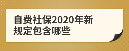 自費社保2020年新規(guī)定包含哪些