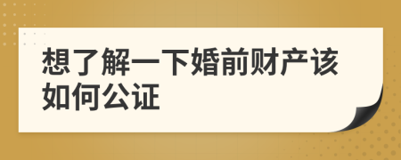 想了解一下婚前財產(chǎn)該如何公證