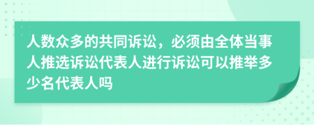 人數(shù)眾多的共同訴訟，必須由全體當事人推選訴訟代表人進行訴訟可以推舉多少名代表人嗎