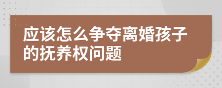 應(yīng)該怎么爭奪離婚孩子的撫養(yǎng)權(quán)問題