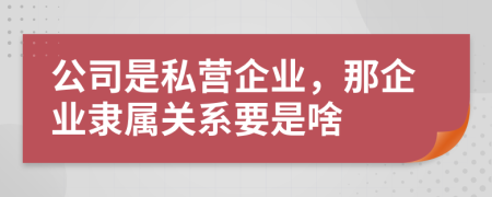 公司是私營企業(yè)，那企業(yè)隸屬關(guān)系要是啥